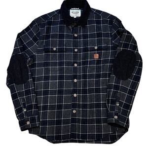 Roark Revival Flannel Nordsman Gray/Black Plaid Check Button Down Men's Medium